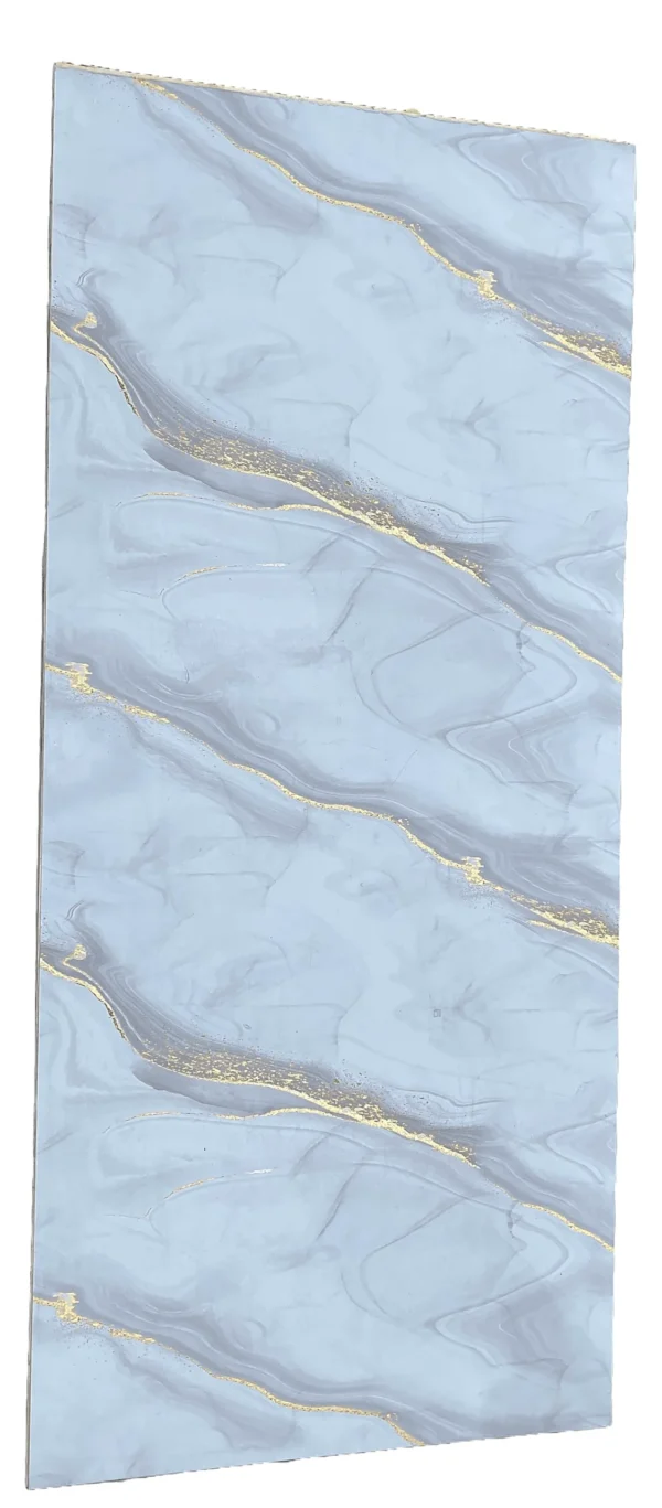 Glossy white marble PVC SPC wall panel with gold veining – 280x122 cm – Panels & Deco
