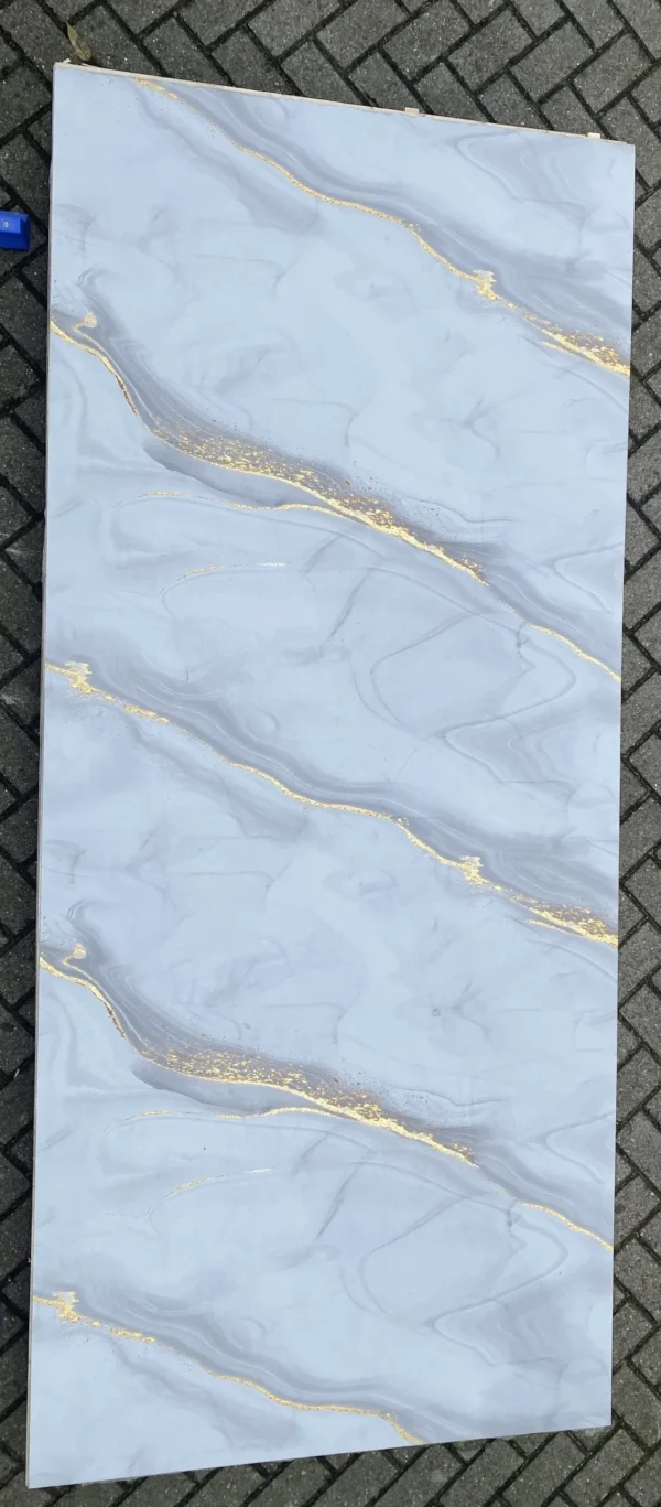a white and blue marbled surface