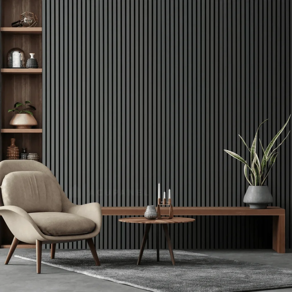 a room with a chair and a table