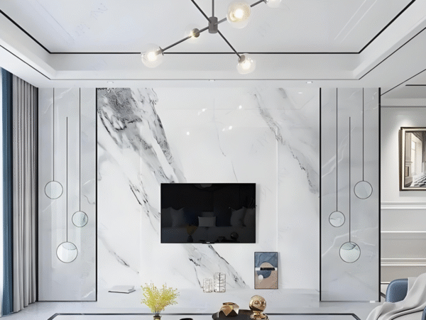 a room with a tv on the wall