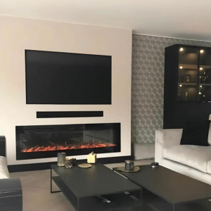 Cinewall Quadrato – Symmetrical TV wall with square fireplace design