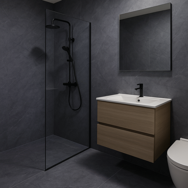Steel Blue Luxe – 4 mm Premium PVC Wall Panel (96x280 cm) – Item 0052 - Image 2