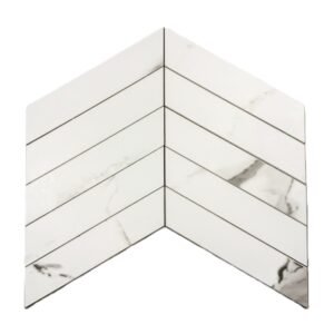 White marble chevron mosaic tile S023 for interior wall applications