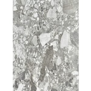 Crystal grey terrazzo marble PVC wall panel showing mixed grey and white marble fragments in a modern terrazzo pattern, used as a contemporary interior wall covering