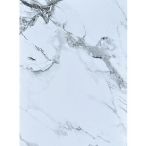 Crystal white marble PVC wall panel showing a bright white stone base with soft grey and charcoal veining, used as a luxury interior wall covering