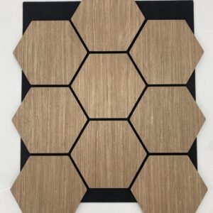 Acoustic hexagon panel walnut wood with sound absorbing felt backing