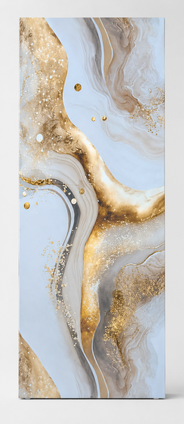 Golden Flow Marble PVC Wall Panel – 280x122 cm – Gloss Finish – Panels ...